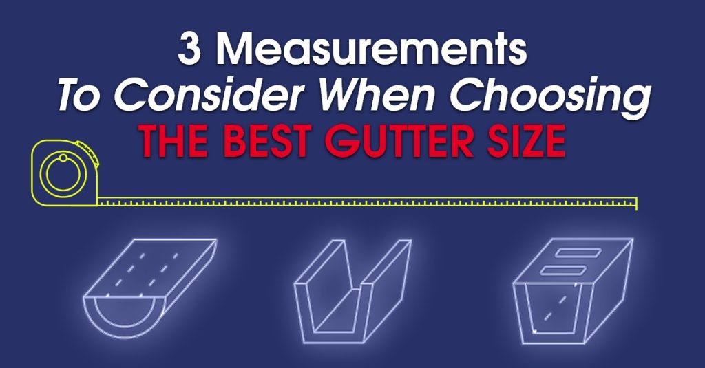graphic with the quote 3 Measurements To Consider When Choosing The Best Gutter Size