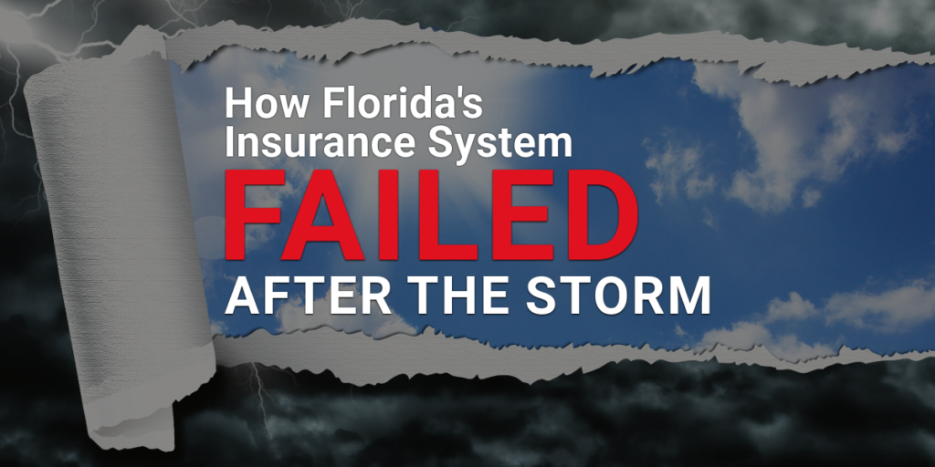 Image of the sky with text: How Florida's Insurance System Failed After the Storm