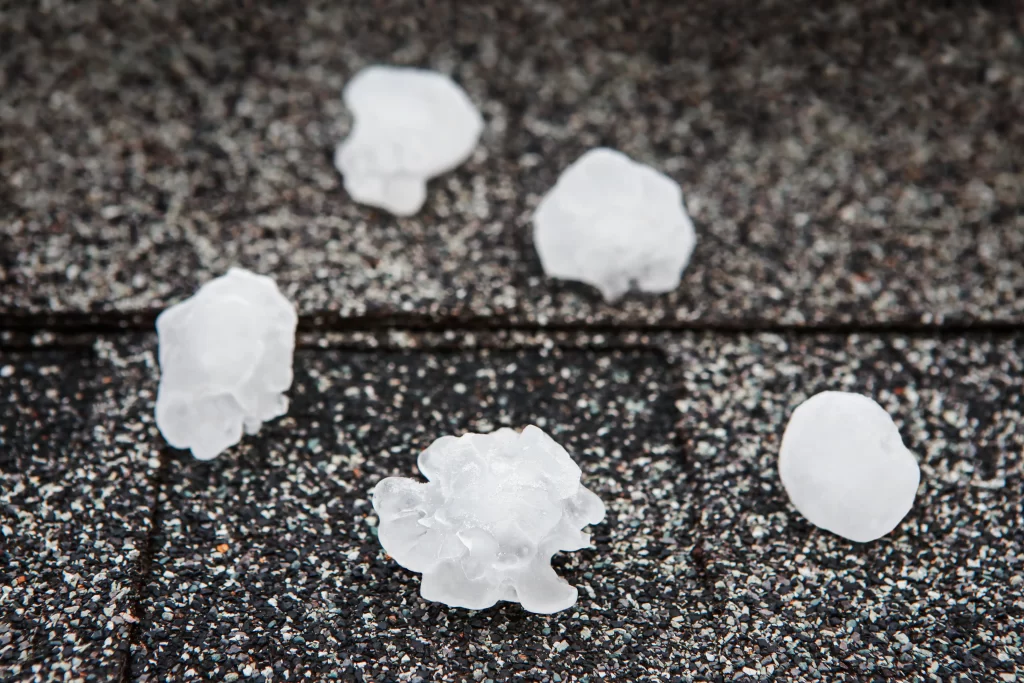 Hail on a rooftop.